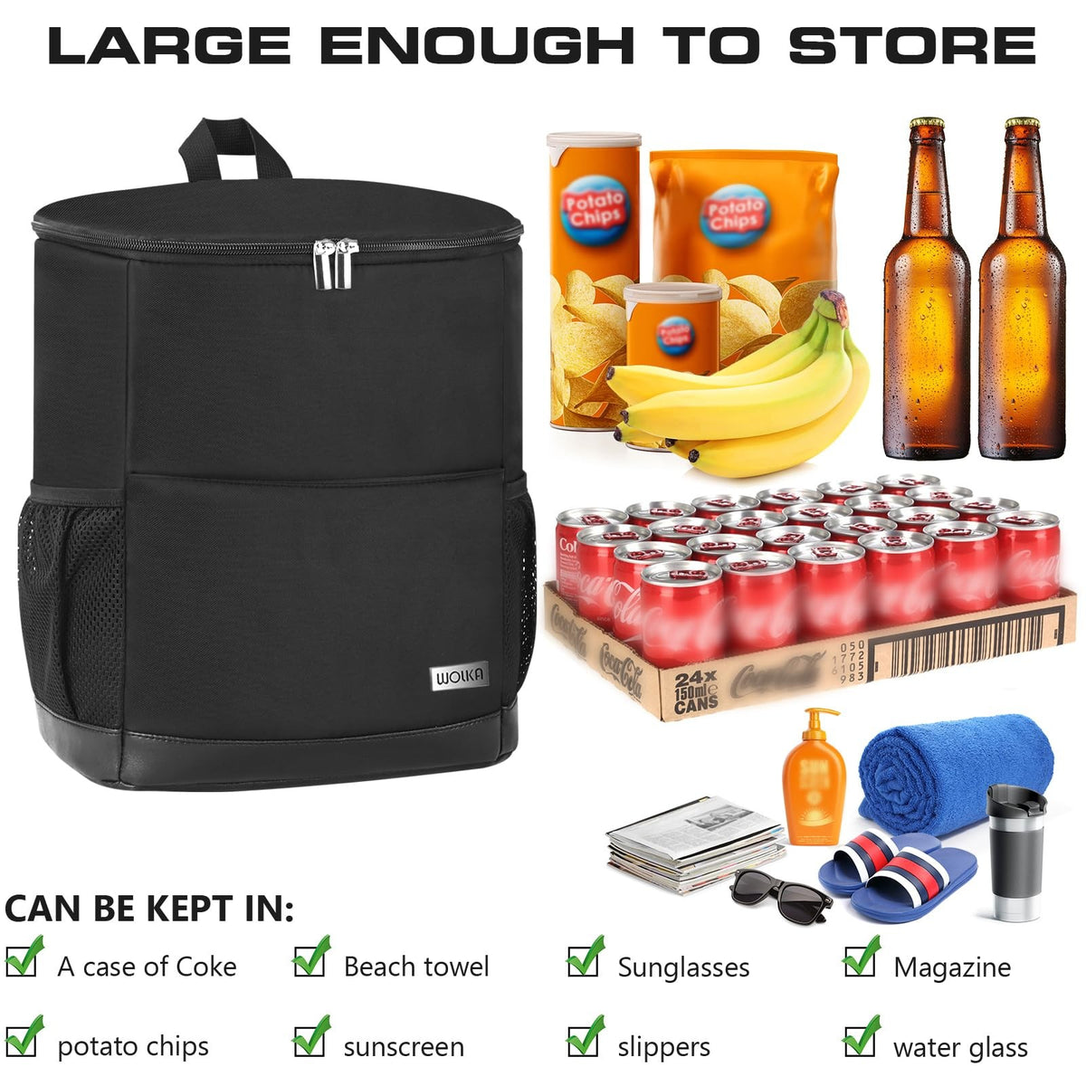 Leak Proof Insulated Cooler Backpack 30 Cans Waterproof Travel Bag