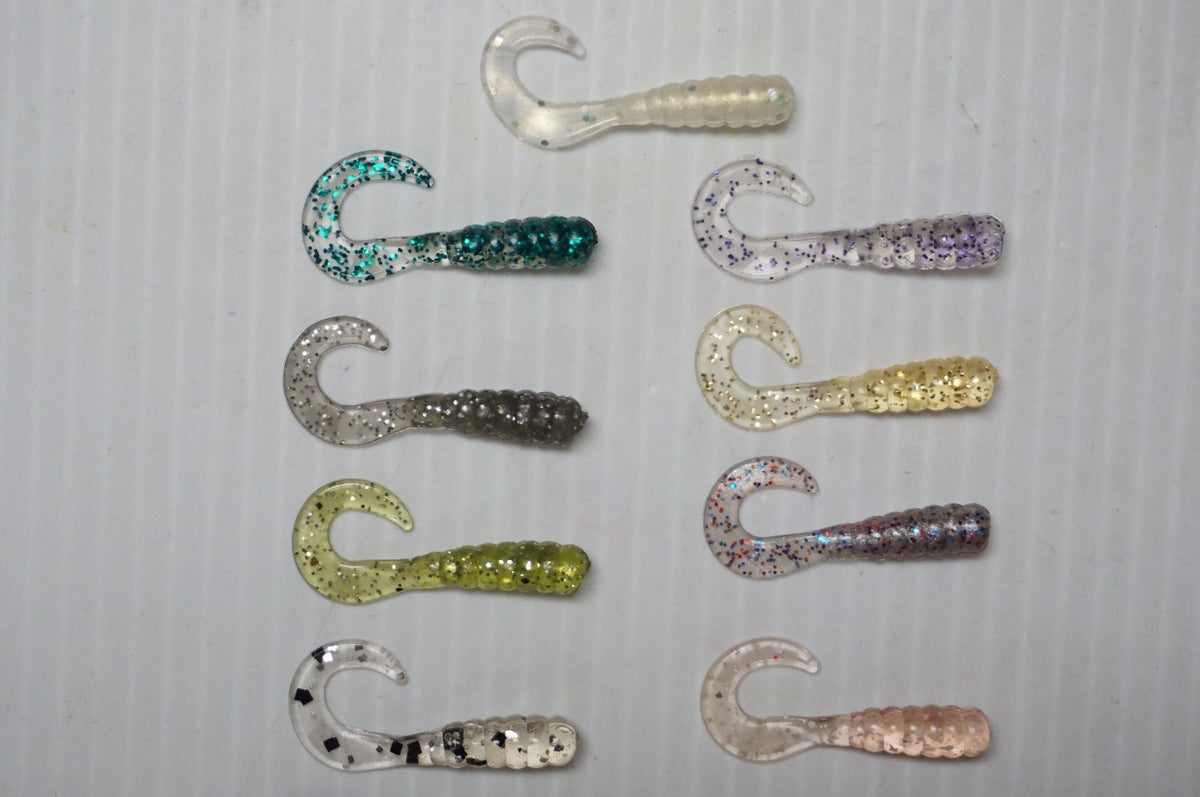 100pcs 1.5-Inch Curly Tail Grubs Soft Plastic Fishing Lures for Crappie Bream Trout