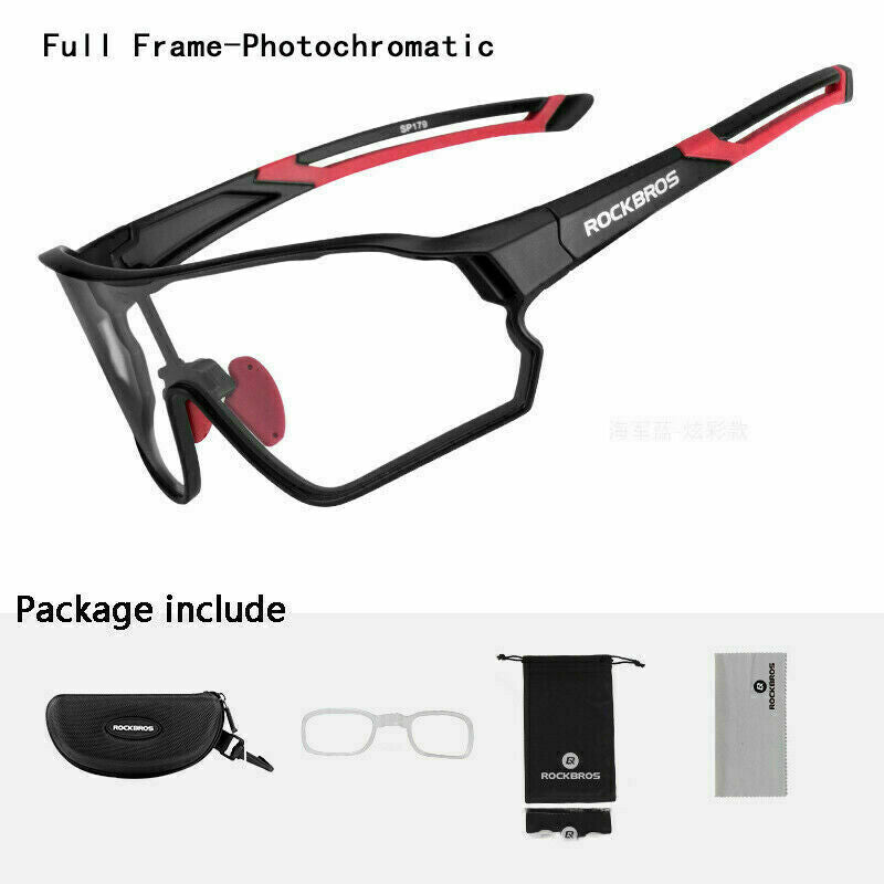 Photochromic Cycling Sunglasses with Polarized UV 400 Protection - Lightweight Full Frame Eyewear