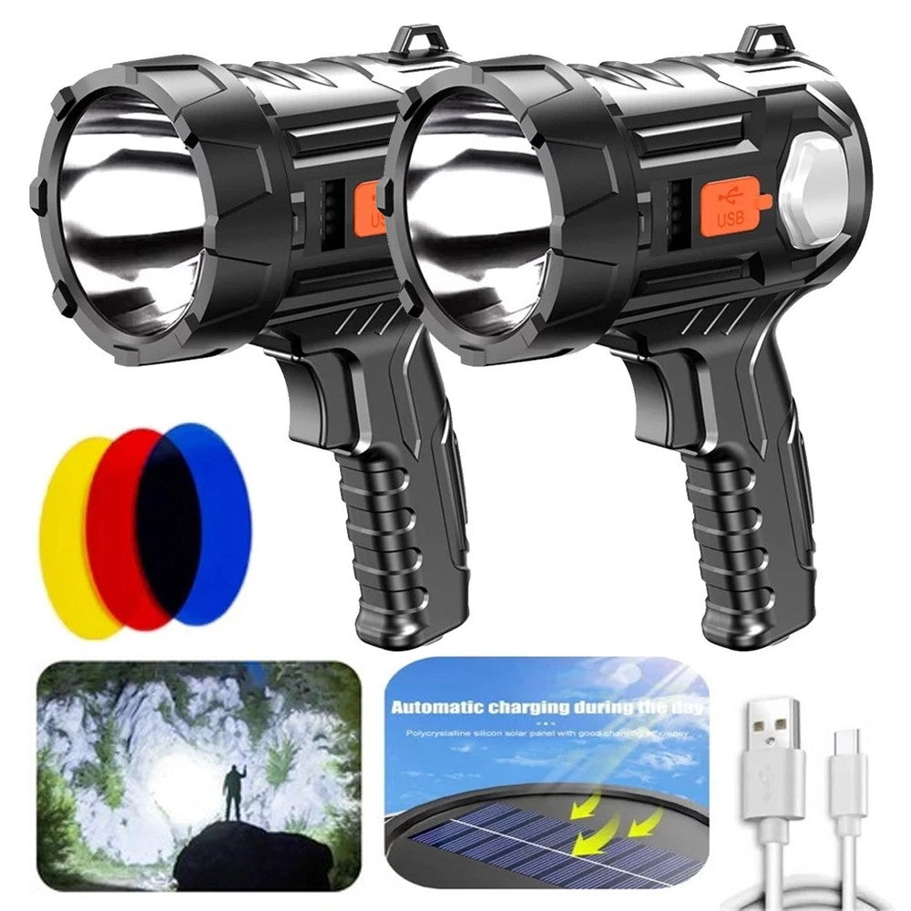 High-Power Handheld Rechargeable Flashlight 30 Million Lumens, Waterproof