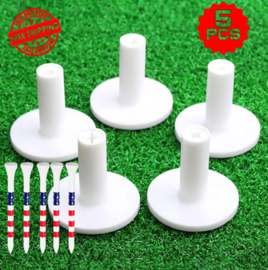 Golf Practice Tee Set with Rubber Adapters and Wooden Flag Tees – Indoor & Outdoor Use