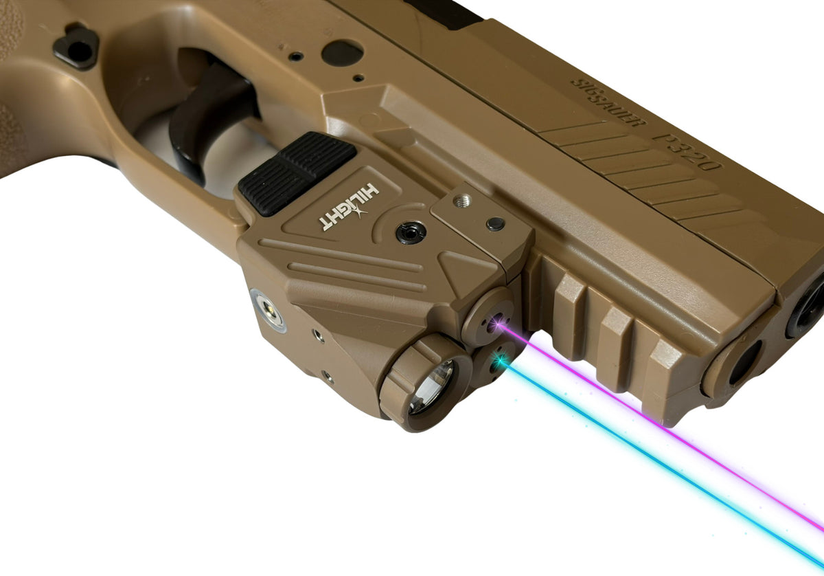 Dual Beam Purple Cyan Handgun Light Laser with 700 Lumens - FDE Cerakote
