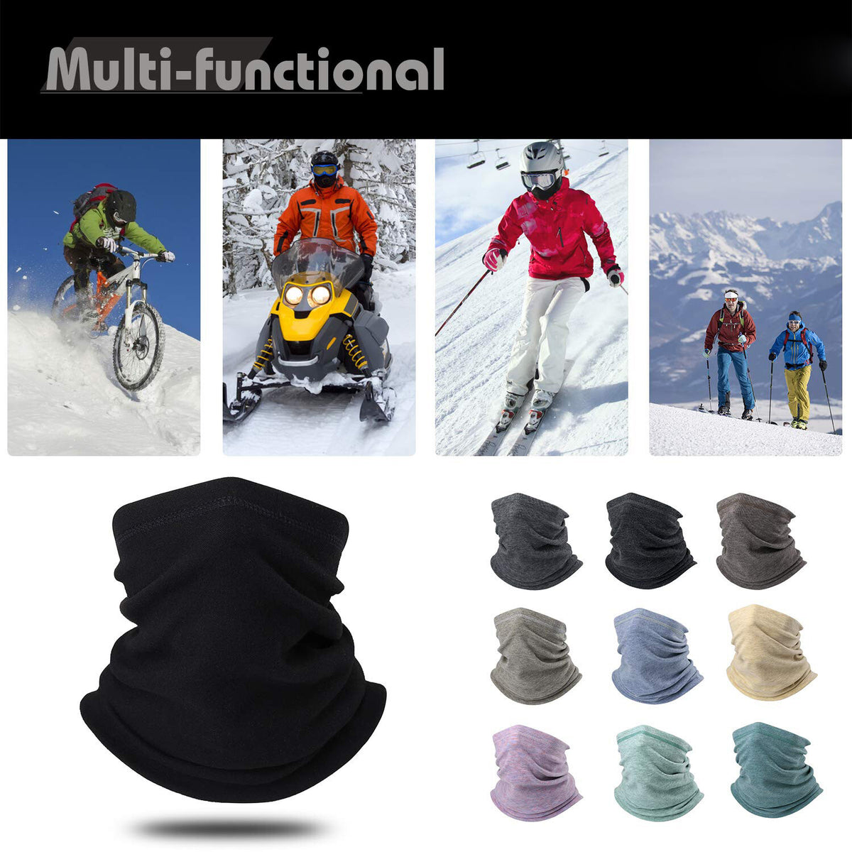 Winter Fleece Neck Gaiter Face Mask Scarf for Cold Weather Skiing Cycling