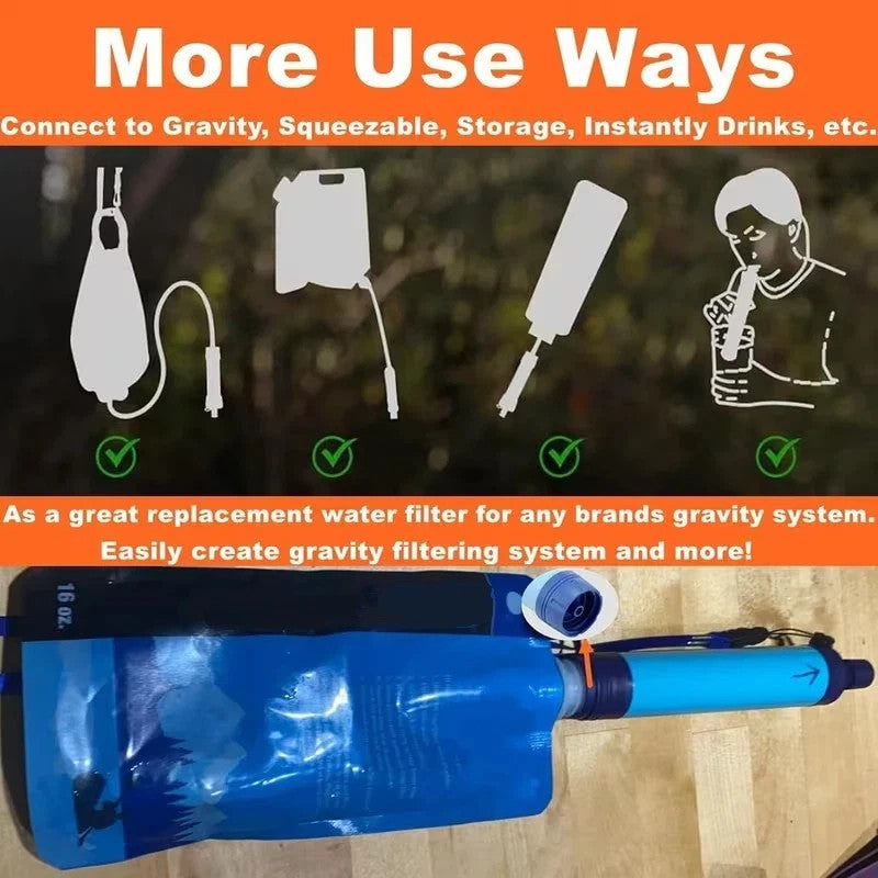 2-Pack Portable Water Filter Straw for Emergency Camping & Survival