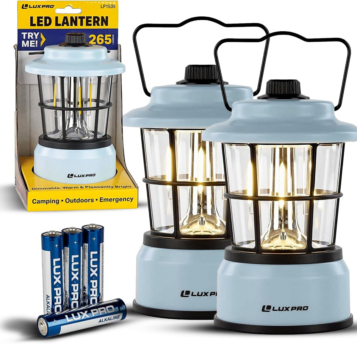 LED Camping Lantern Battery-Powered Emergency Water-Resistant Light