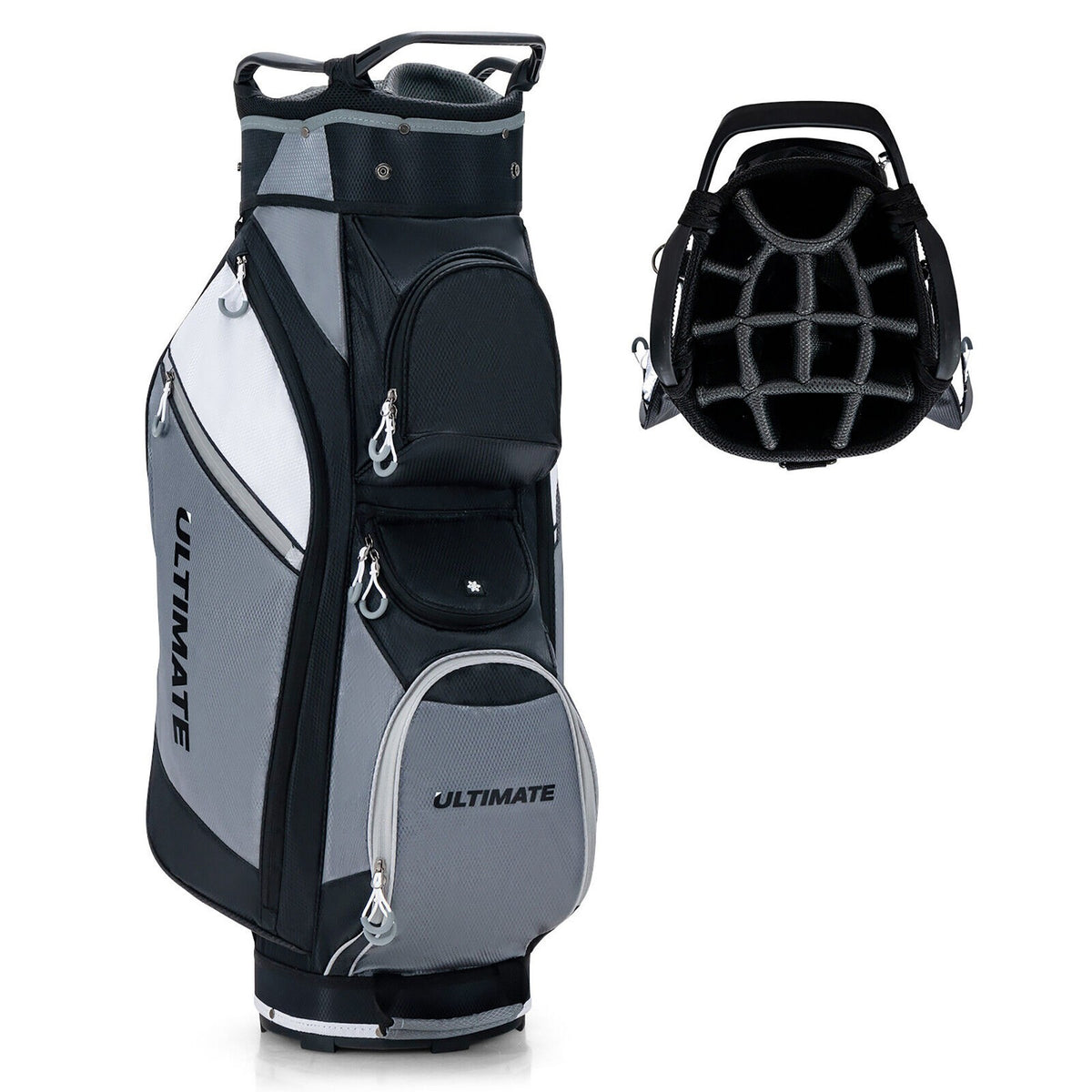 14-Way Golf Cart Stand Bag with Cooler Pocket Waterproof Rain Hood
