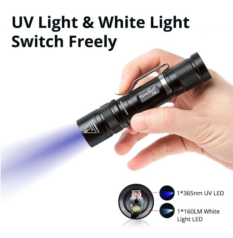 2-in-1 LED Flashlight with White & UV Black Light for Camping Detection