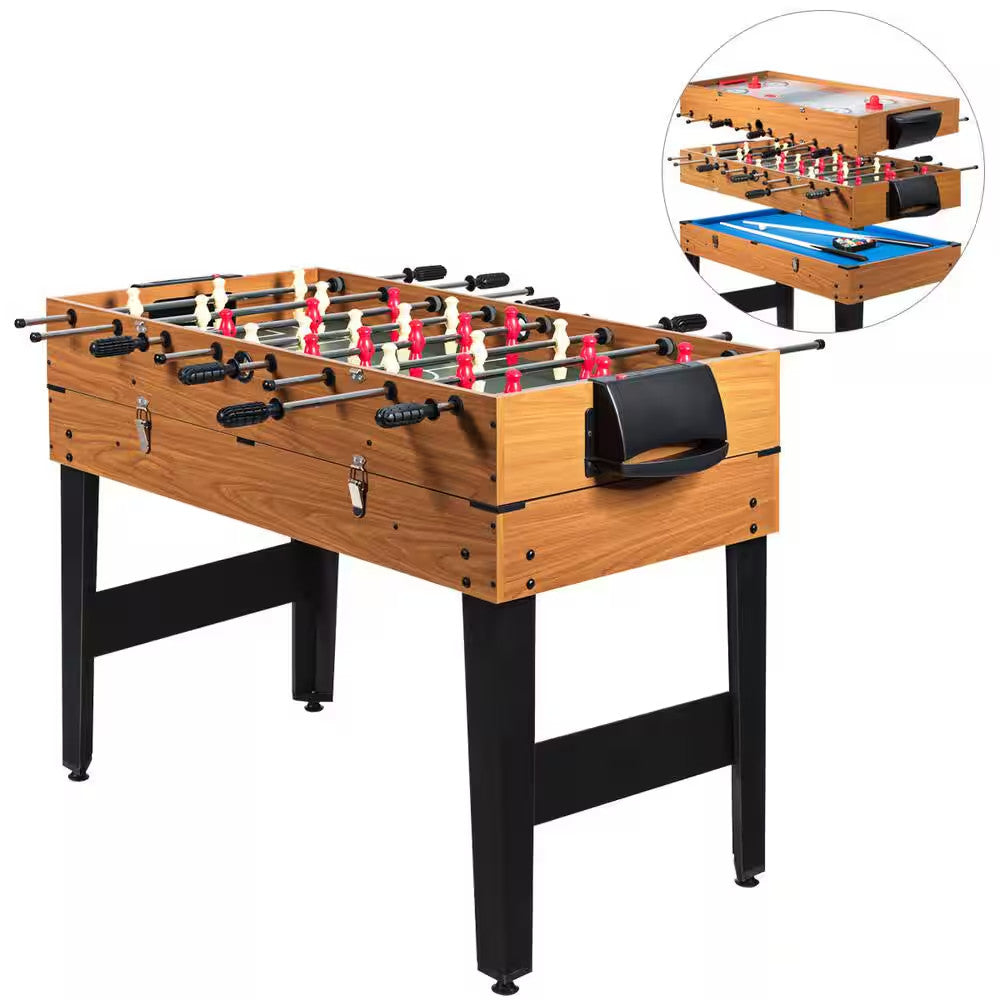 48 In 3-In-1 Multi-Game Table: Foosball, Billiards, Soccer Pool Hockey for Kids