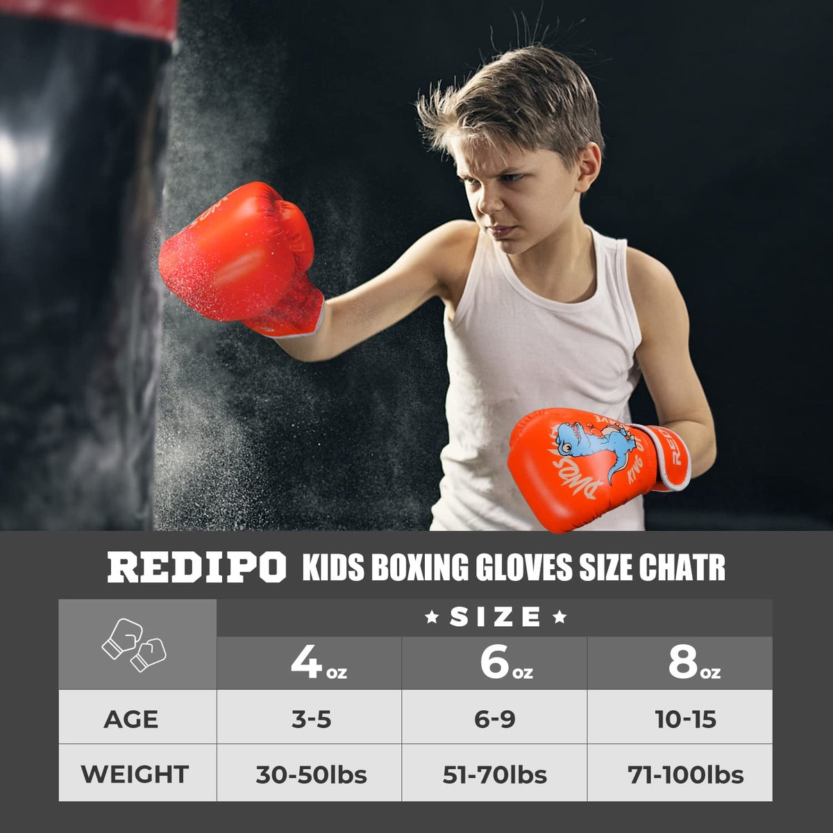 Kids Boxing Gloves for Youth Training & Sparring - 4 & 6 OZ