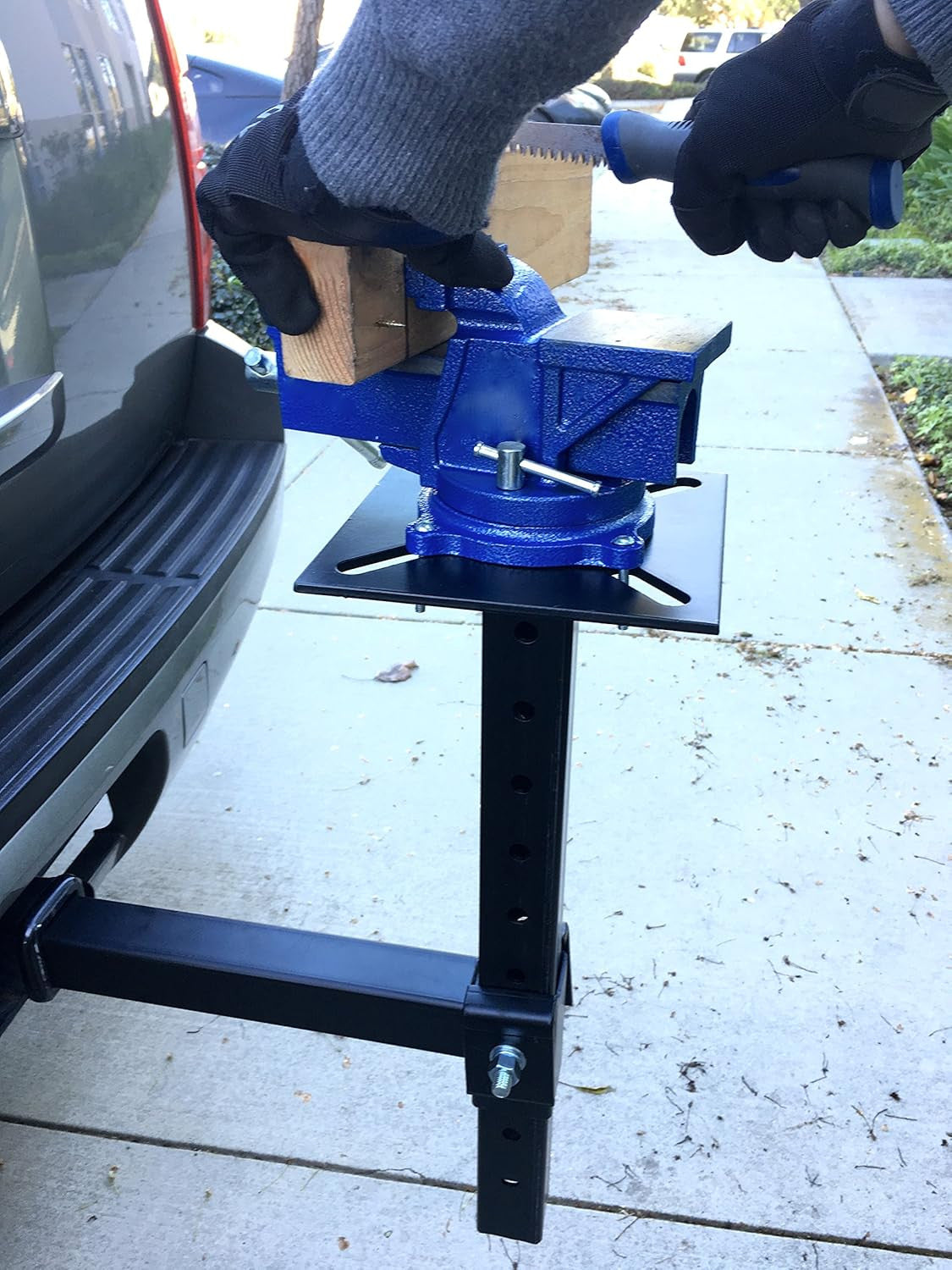 Heavy-Duty Hitch Mount Vise Plate Holder with Adjustable Height for 2-Inch Receivers