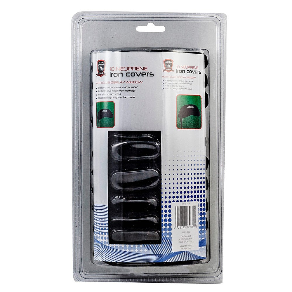 10pc Neoprene Golf Iron Head Covers with Display Window - Club Champ