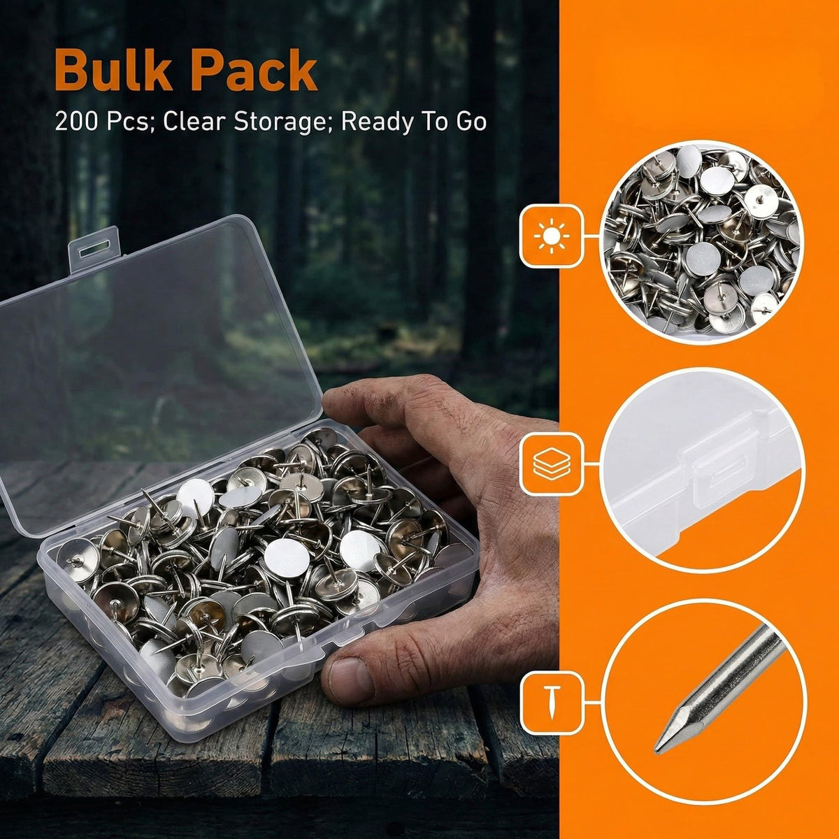 Reflective Trail Marking Tack Pins 200 PCS for Hiking Camping Hunting