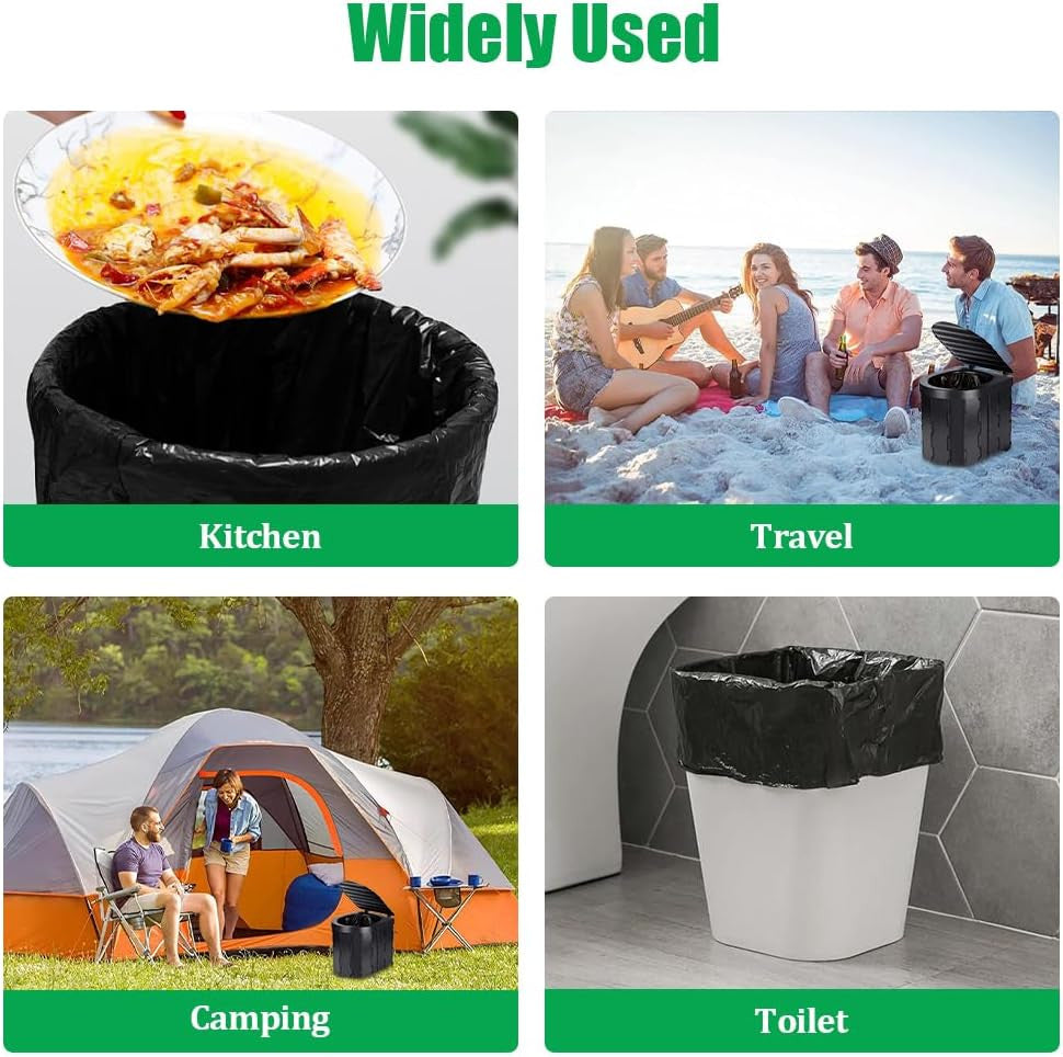 Camping Toilet Bags 30L Heavy Duty Waste Liners - 120 Pack Black