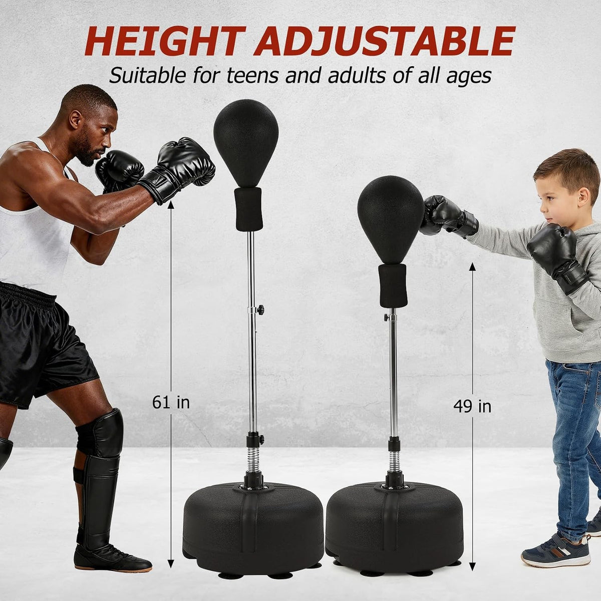 Adjustable Freestanding Speed Ball Punching Bag with Stand for Boxing Fitness