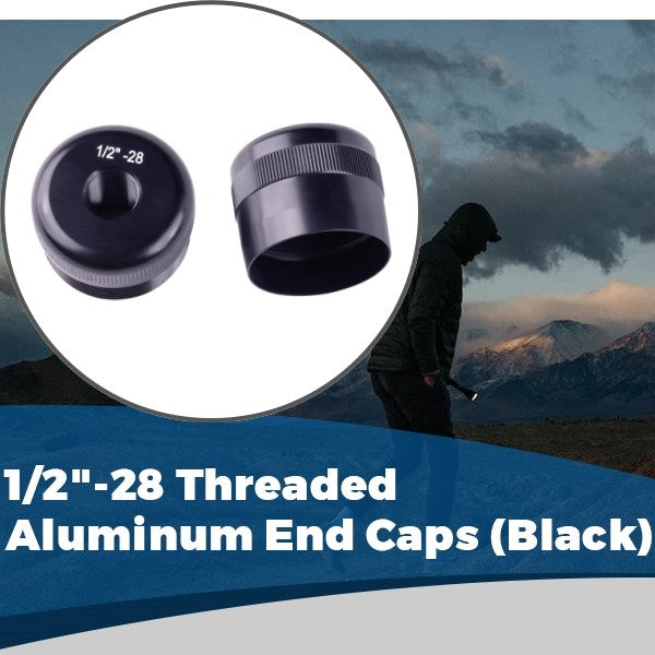 1/2-28 Aluminum End Caps Set for 6061 Threaded Devices - Black, Pack of 2