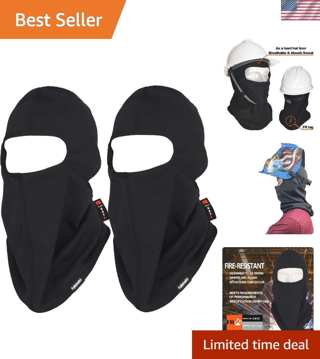 Flame Resistant Hood for Welding & Hunting - 2 Pack, Black, One Size