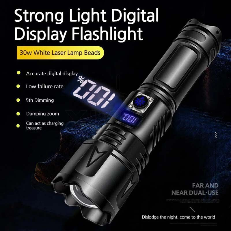 2000000LM Rechargeable LED Flashlight High Power Handheld Torch
