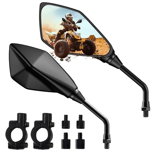 ATV & Motorcycle Handlebar Mirrors 7/8 Inch Mount - Wide Convex Lens