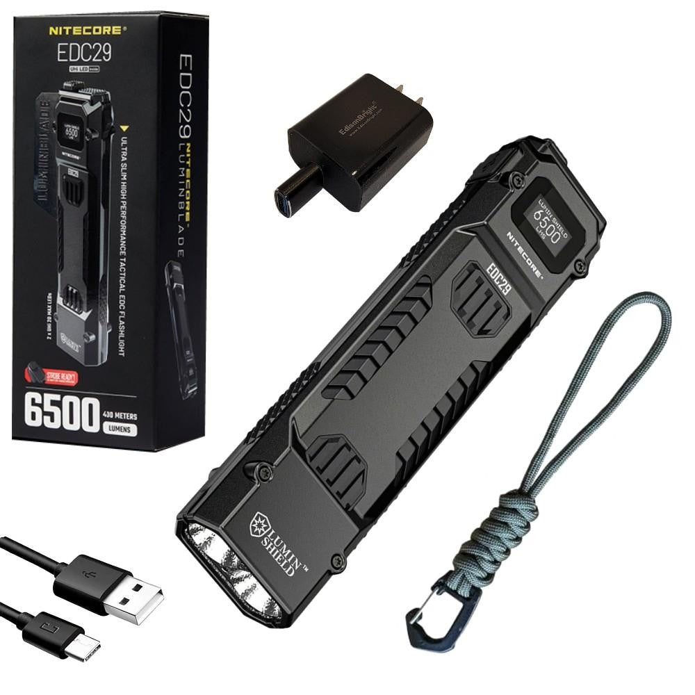 Nitecore EDC29 6500 Lumen Rechargeable Slim LED Flashlight with USB-C Charger