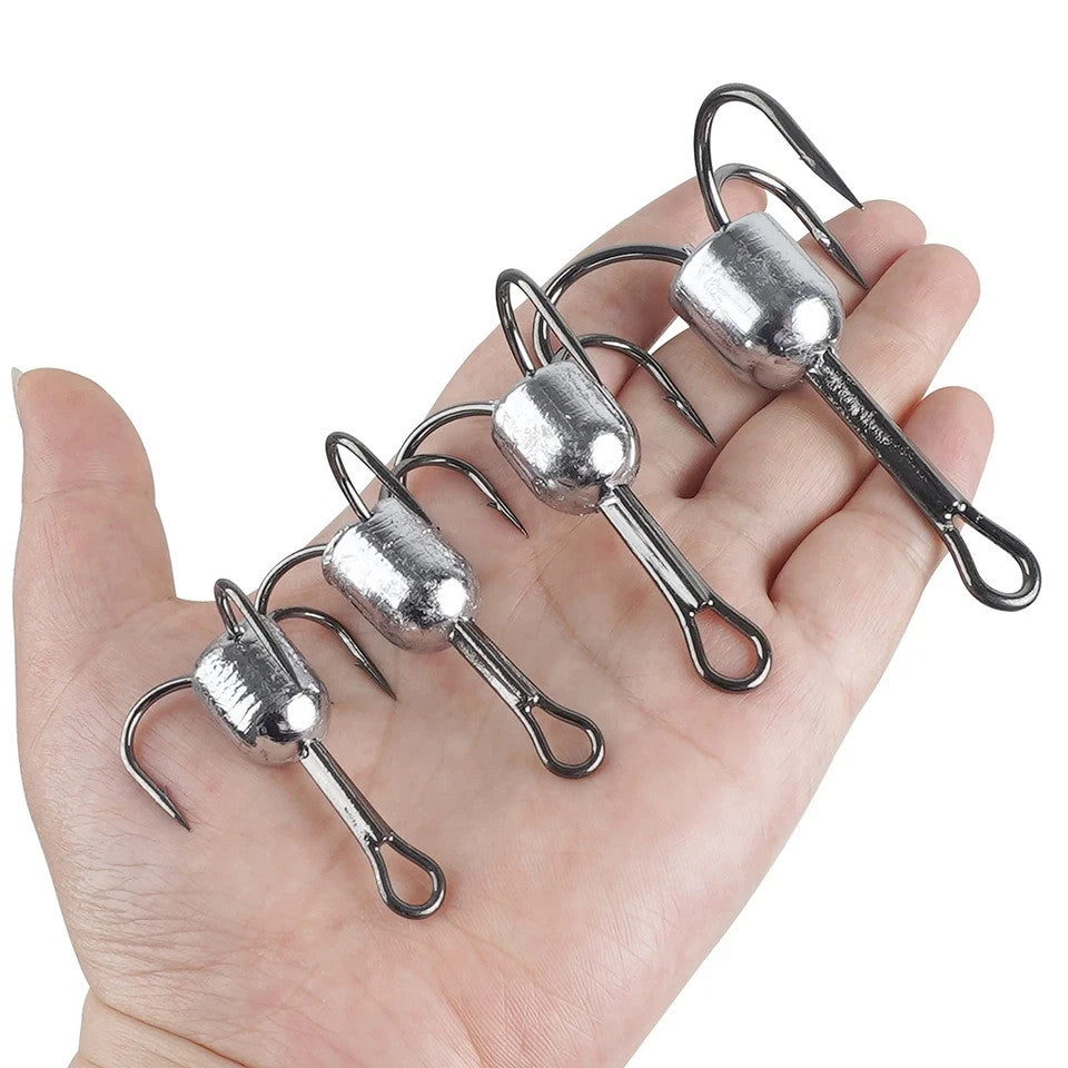 Weighted Treble Fishing Hooks 5pcs High Carbon Steel Saltwater Tackle