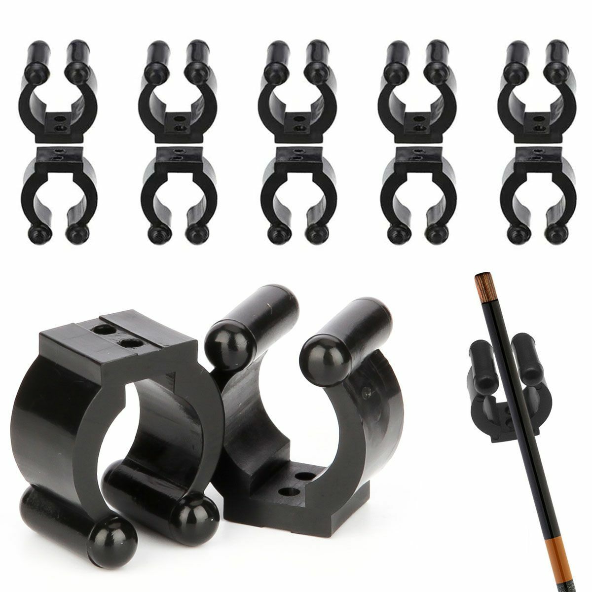20-Pack Wall Mounted Fishing Rod Storage Clips - Durable Plastic Rack Organizer