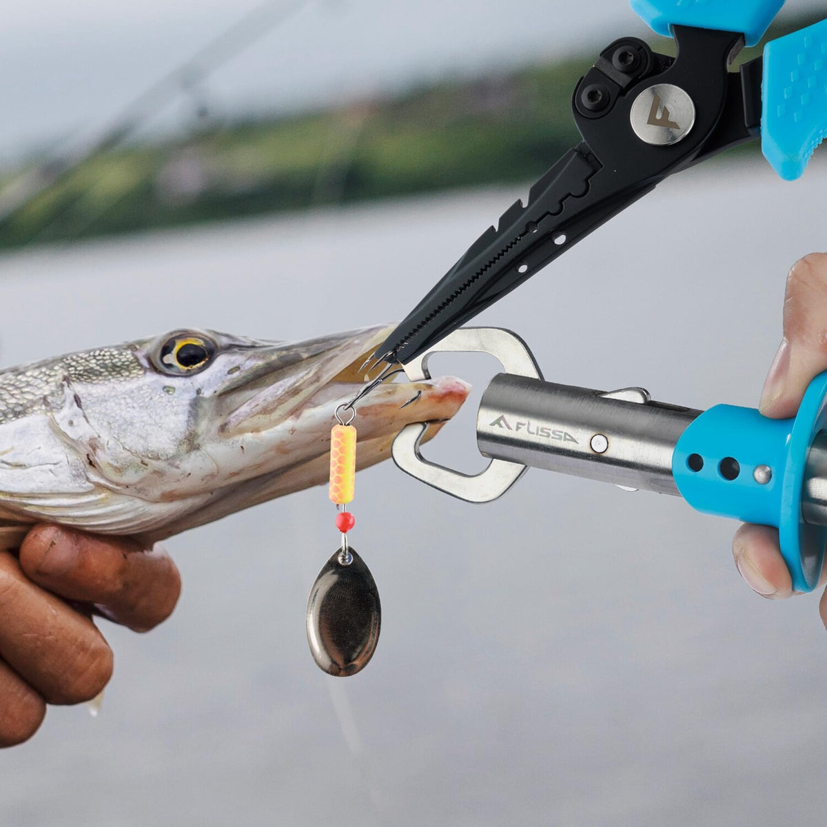 Fishing Pliers and Fish Lip Gripper Set - Stainless Steel Tackle Tools 2-Pack