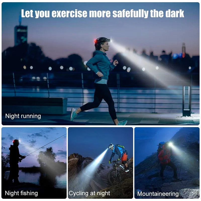 High Power LED Headlamp USB Rechargeable Zoom Outdoor Flashlight - Waterproof, 4500 Lumens