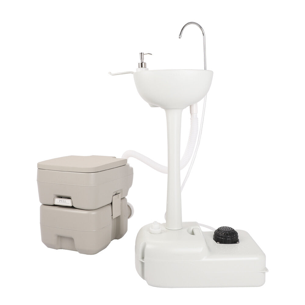 Portable Toilet with Sink and Hand Washing Station - Camping WC 20L Flush
