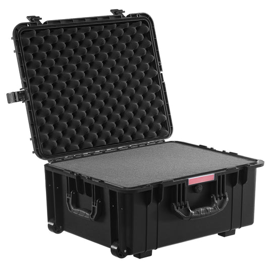 Weatherproof Hard Case with Wheels & Retractable Handle 3.5 Cu Ft Black