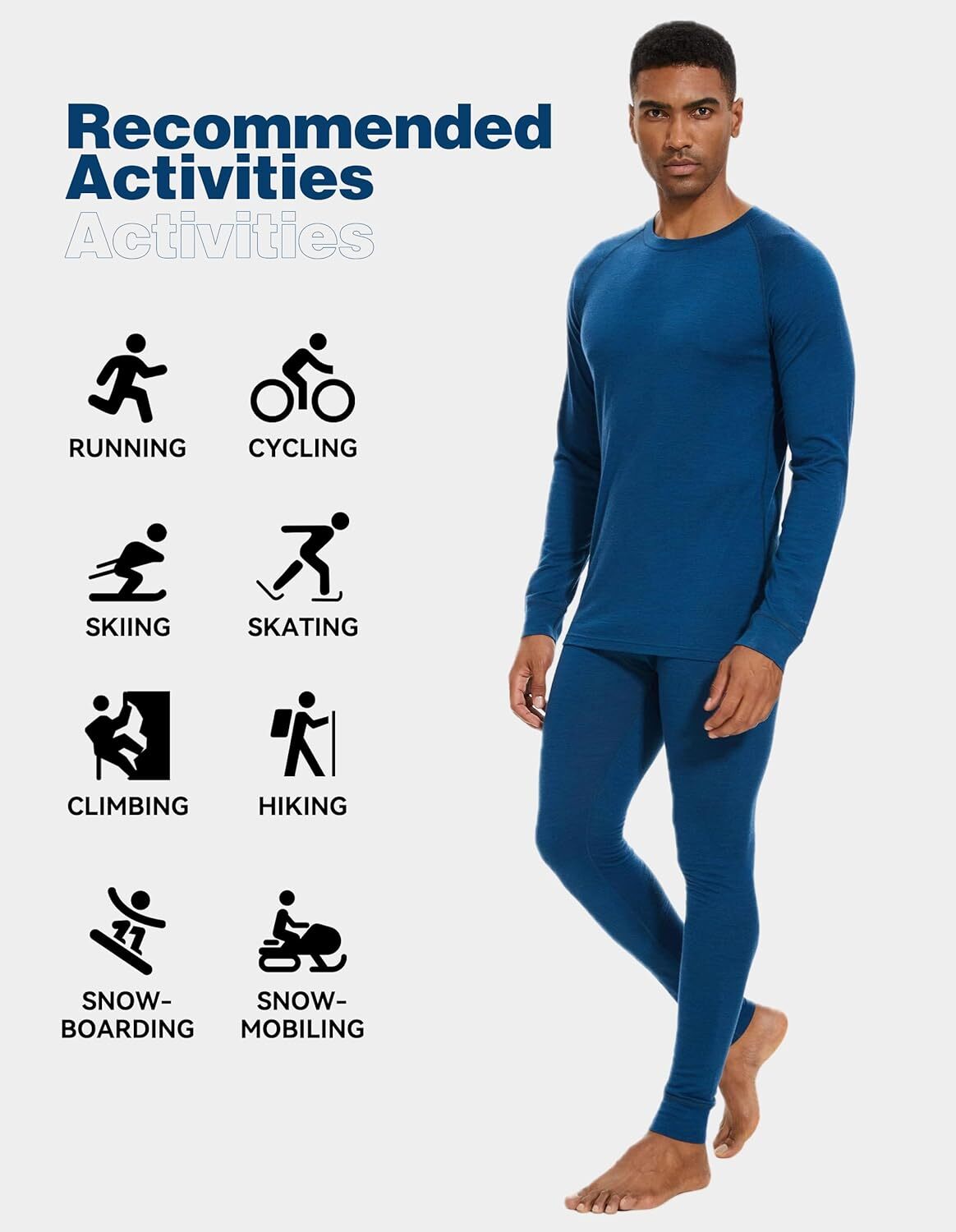 Men's Merino Wool Base Layer Sets for Winter Warmth and Moisture Wicking