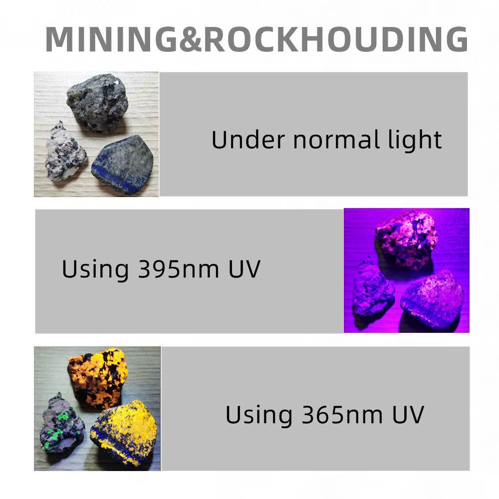 365nm Longwave UV Light Blacklight for Minerals and Rock Hunting