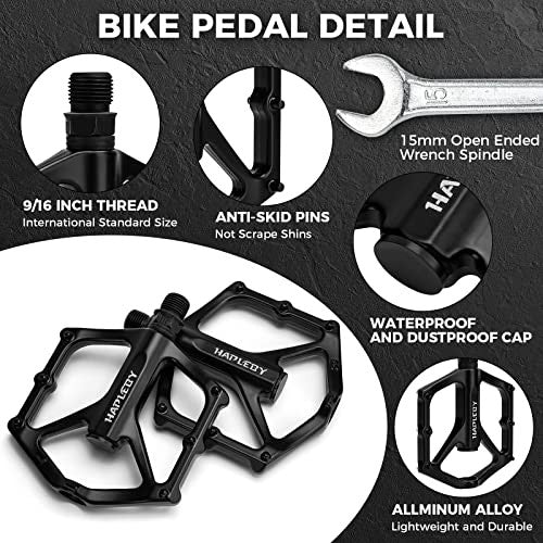 Bike Pedals 9/16 Inch Aluminum Flat Pedal for Mountain & Road Bikes