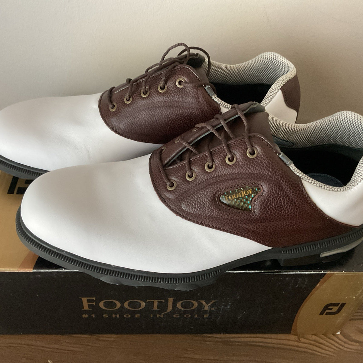 Men's Golf Shoes Spiked Dual Optiflex Brown White Size 9N - Support & Style