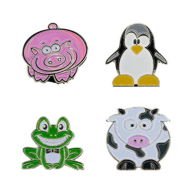 Funny Critters Golf Ball Markers Set of 4 – Novelty Enamel Golf Accessories