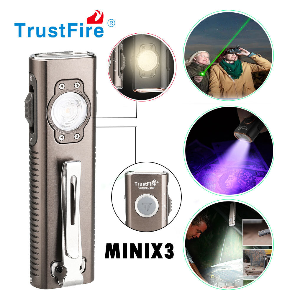 TrustFire 1050 Lumens LED Flashlight with UV Floodlight and Laser - Multiple Colors