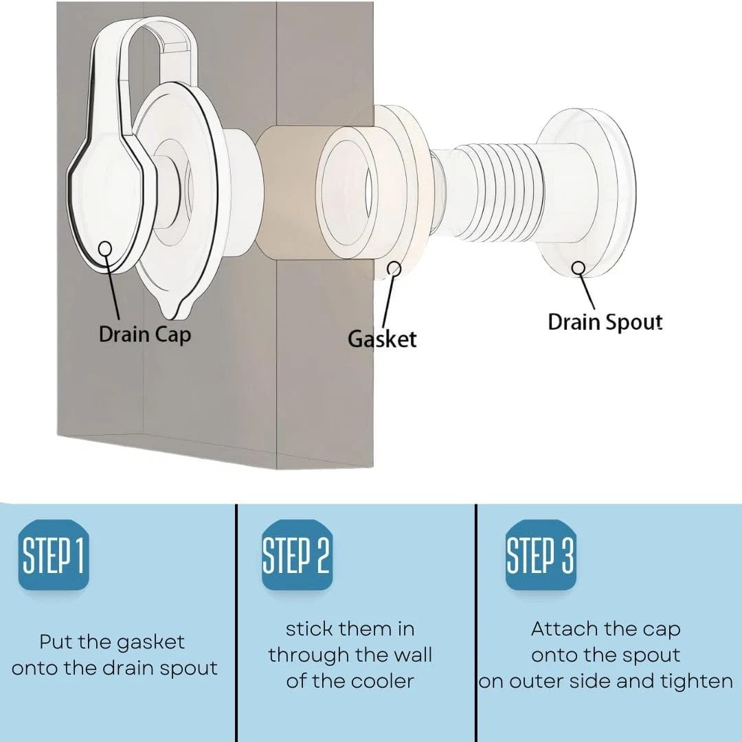 2 Pack 1-Inch Cooler Drain Plug Replacement Kit Leak-Proof with Gasket & Cover