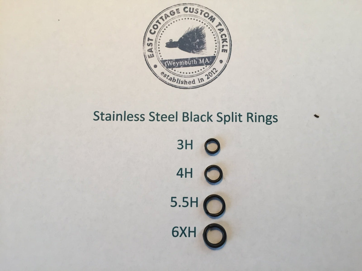 Heavy Duty Black Stainless Steel Split Rings for Fishing Tackle Multiple Sizes