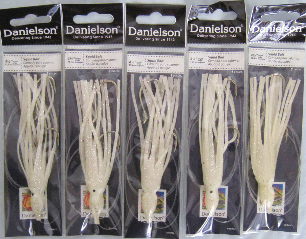 Rigged Squid Bait Lures Set - 10 Fully Assembled Fishing Lures for Saltwater Fishing