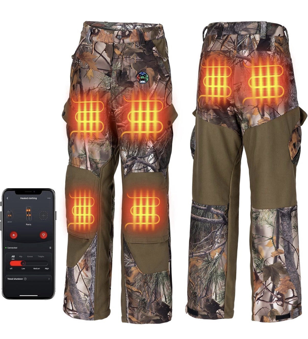 Kemimoto XL Heated Camo Pants for Men Winter Hunting & Outdoor Activity