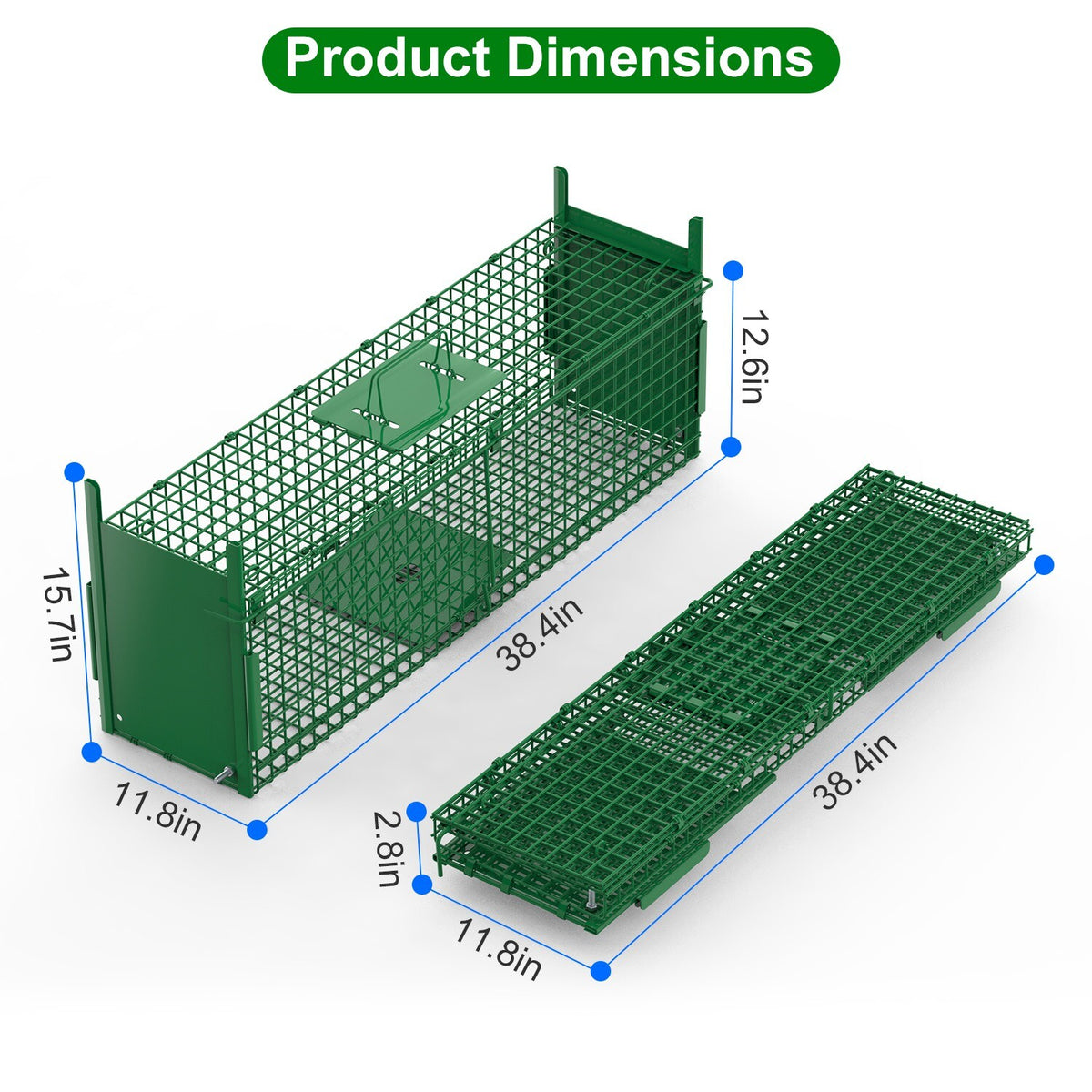 Heavy Duty Humane Animal Cage Trap for Raccoons Cats & Wildlife