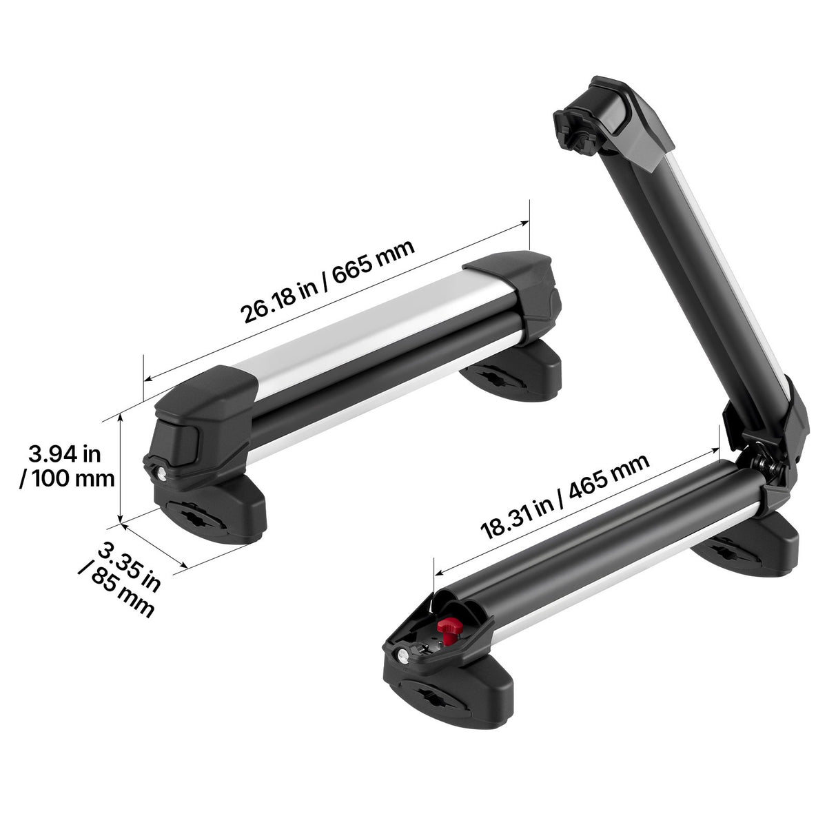Ski & Snowboard Roof Rack for 4 Skis or 2 Snowboards - Durable Aluminum