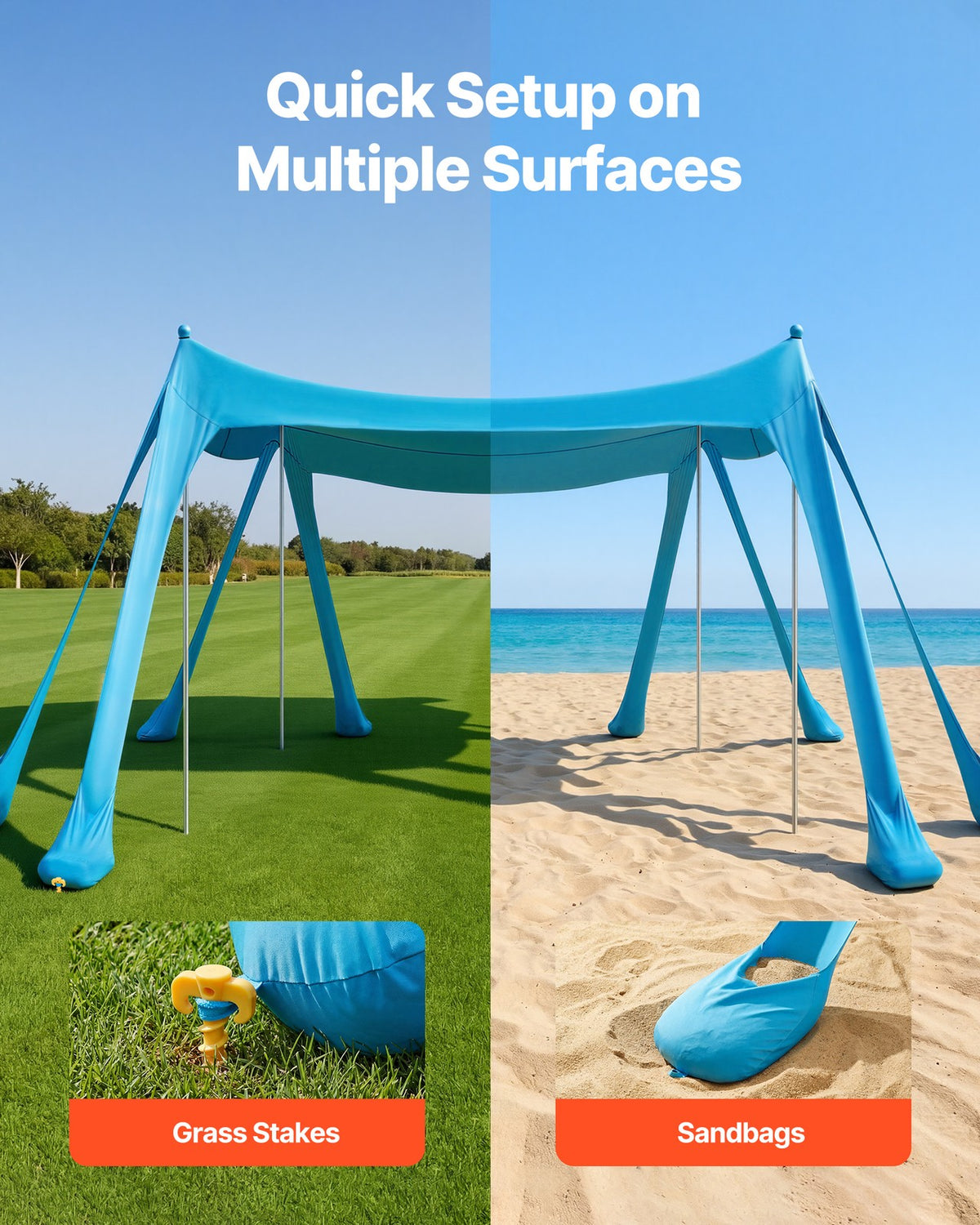 Portable 10x10 ft Sun Shelter Beach Tent with UPF 50+ Shade Canopy