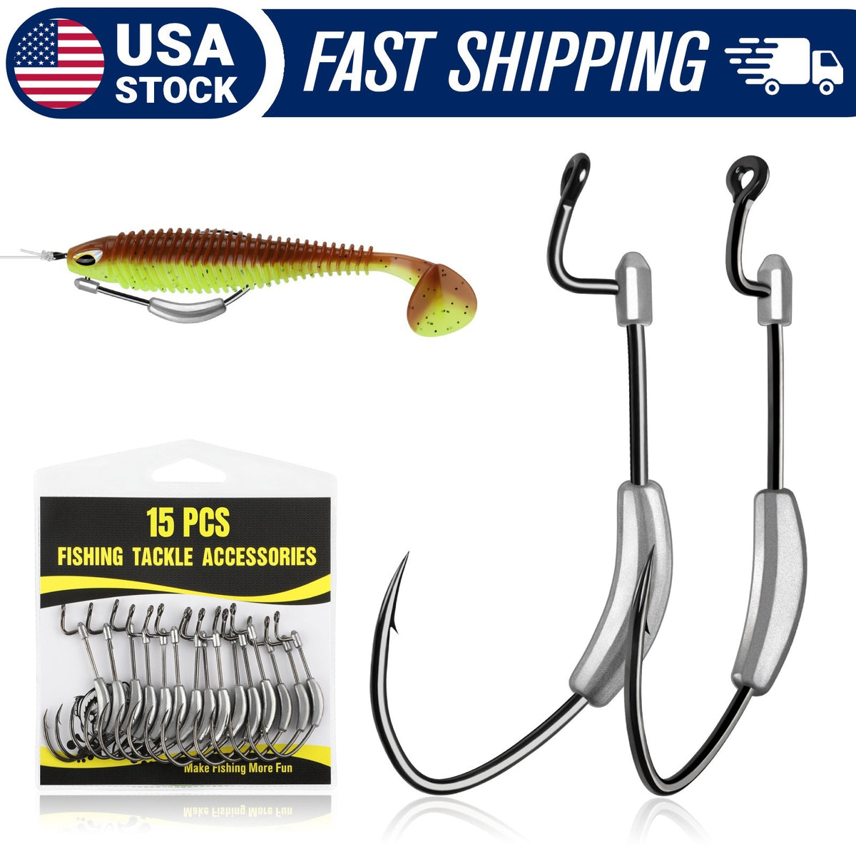 Weighted Swimbait Hooks Kit for Weedless Fishing - Multiple Sizes