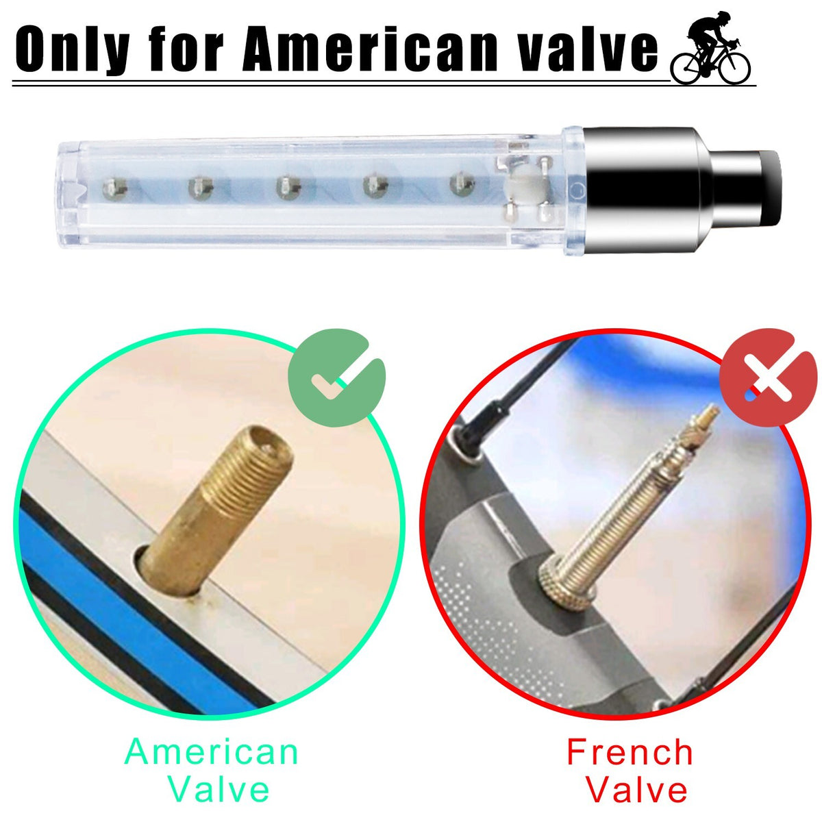 Waterproof LED Bicycle Rim Lights 2 Pack with 7 Modes for Wheel Valve