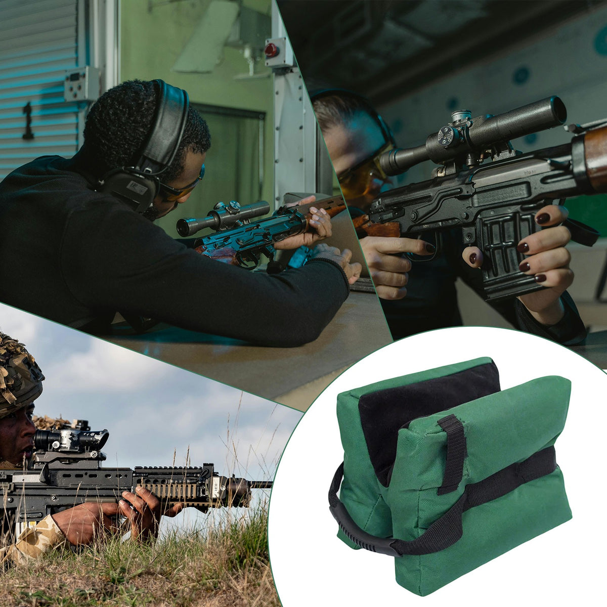 Shooting Range Sand Bag Set Rifle & Shotgun Bench Rest Support