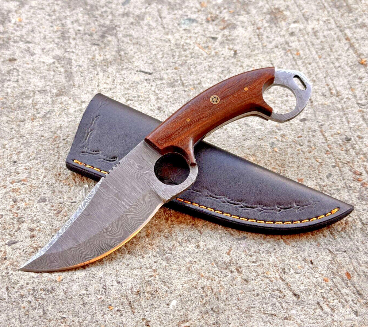 Handmade Damascus Folding Knife with Multiple Color Variants