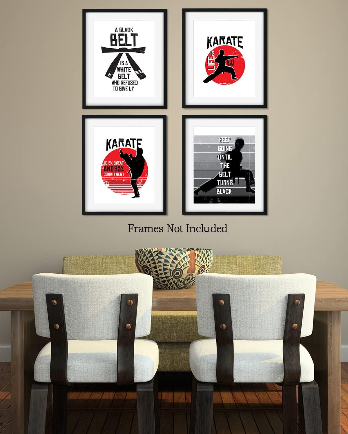 Martial Arts Wall Decor Set of 4 - Jujitsu, Taekwondo, Judo, MMA