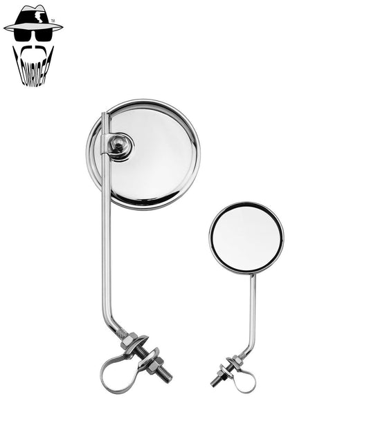 2x Chrome Bicycle Mirrors 3 Inch Round Bolt-On Lowrider Cruiser Accessories