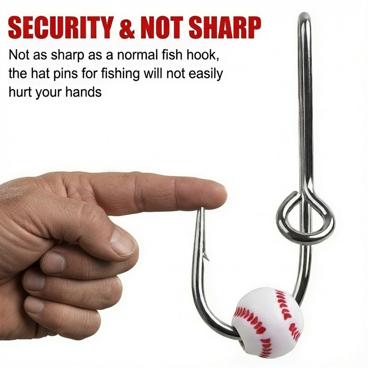 Silver Fish Hook Hat Clip Tie Clip - High Carbon Steel Baseball Accessory