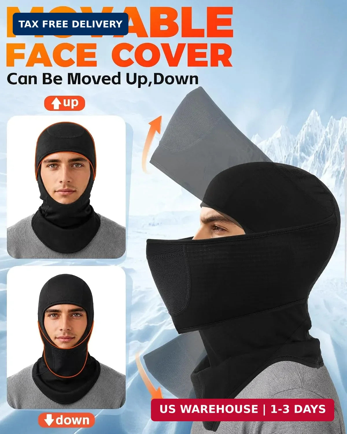 Movable Waffle Fleece Ski Mask for Men Women Winter Face Covering